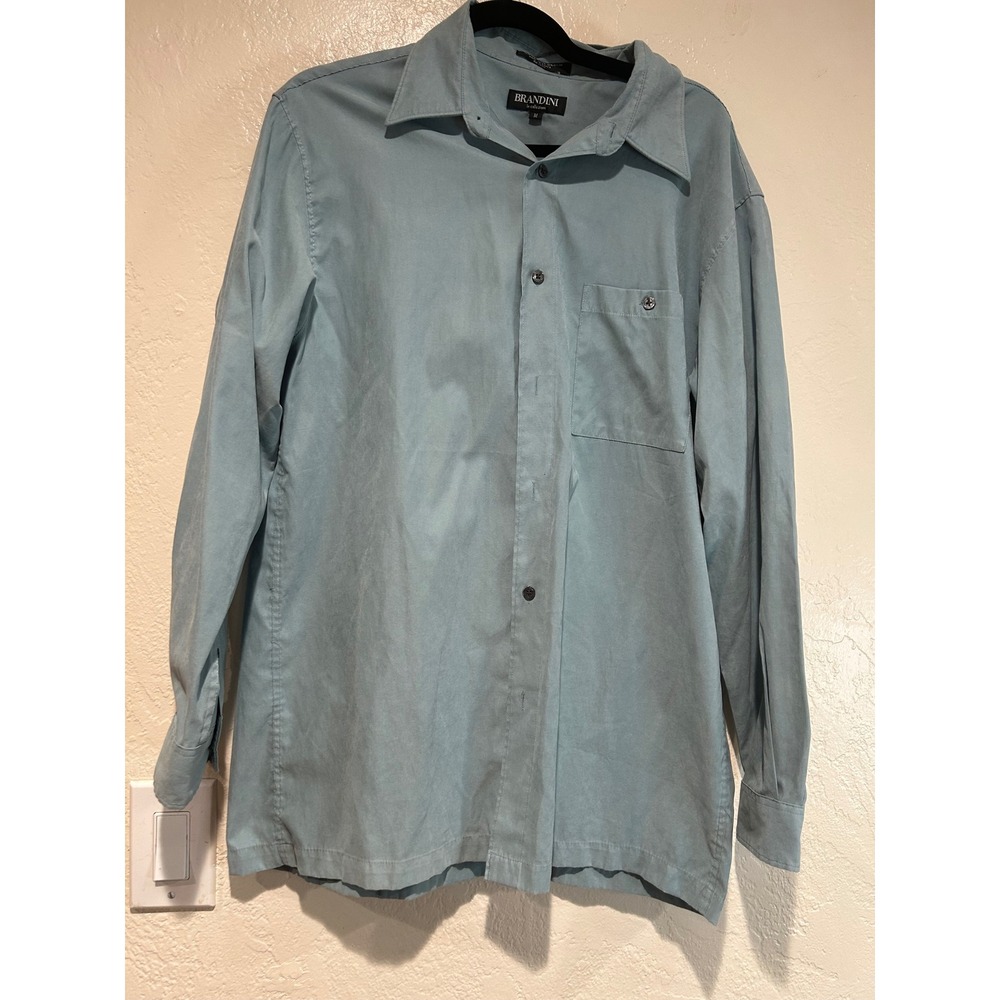 Brandini le collezioni Mens Dusty Blue Long Sleeve‎ Button Down Shirt Medium